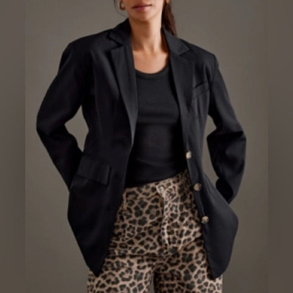 Anthropologie Jackets & Blazers - Anthropologie Blazer Fitted Button Down Black Jacket Business Casual Size 8 New